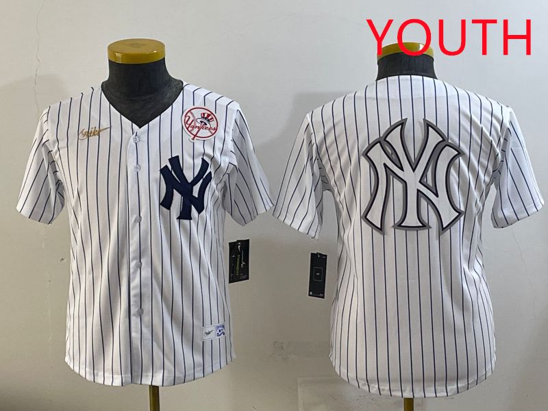 Youth 2025 New York Yankees Blank White Stripe Throwback Nike MLB Jersey style 17->youth mlb jersey->Youth Jersey